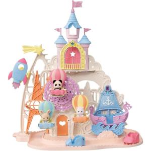 imageCalico Critters Baby Windmill Park Dollhouse Playset with Persian Cat Figure Included includes windmill with swing slide seesaw and figure MediumBaby Amusement Park