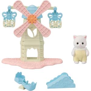 imageCalico Critters Baby Windmill Park Dollhouse Playset with Persian Cat Figure Included includes windmill with swing slide seesaw and figure MediumBaby Windmill Park