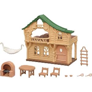 imageCalico Critters Lakeside Lodge Gift Set Collectible Dollhouse with Figures Furniture and Accessories Pink Medium