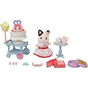 imageCalico Critters Tuxedo Cat Girls Party Time Playset Dollhouse Playset with Figure and Accessories