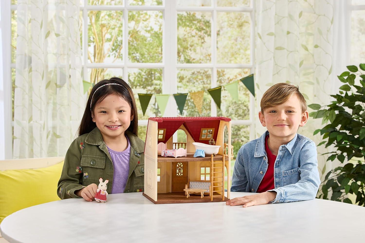 imageCalico Critters Red Roof Cozy Cottage Dollhouse Playset with Figure Furniture and Accessories