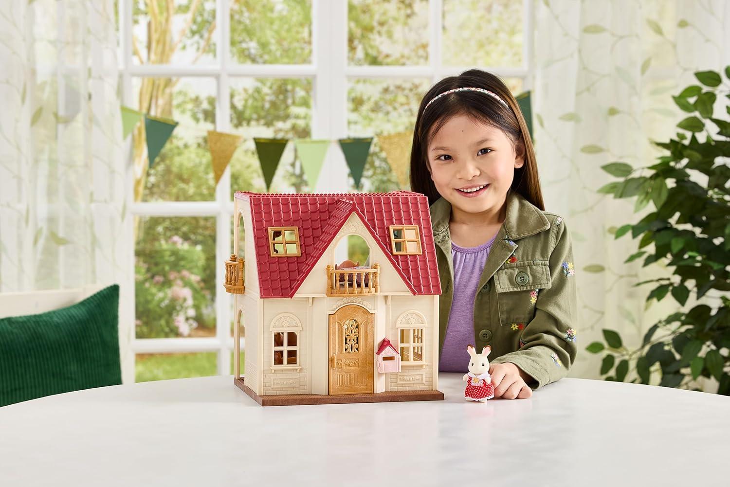 imageCalico Critters Red Roof Cozy Cottage Dollhouse Playset with Figure Furniture and Accessories